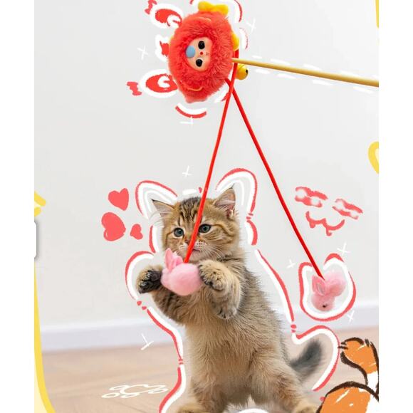 Baby Three Cat Teasing Stick Plush Series CONFIRMED NOT BLIND - Picture 5 of 9